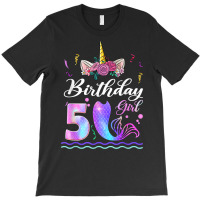 5th Birthday Girl Unicorn Mermaid Tail 5 Years Old Mermicorn T Shirt T-shirt | Artistshot