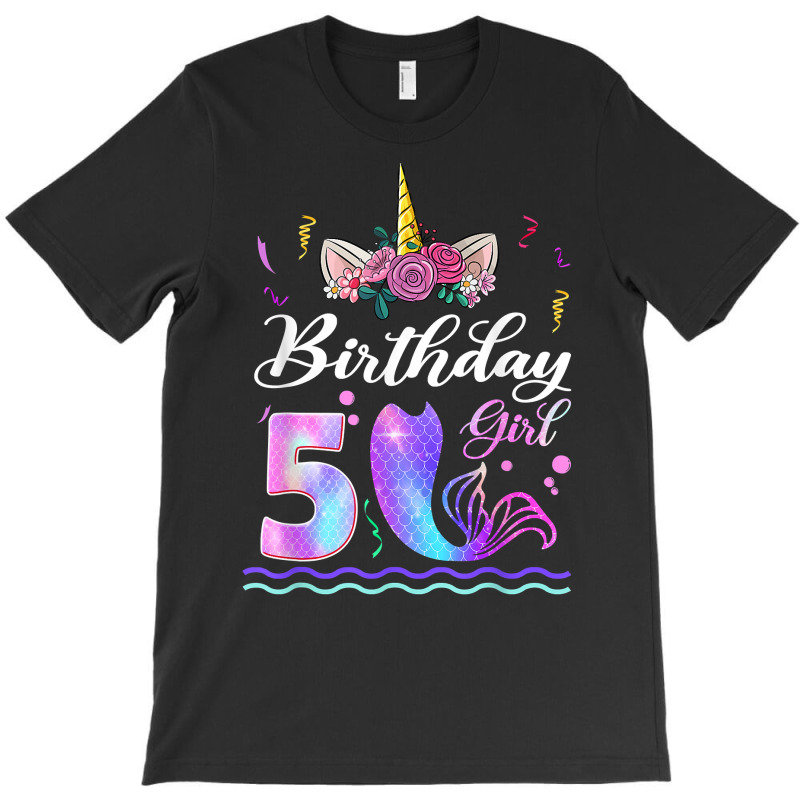 5th Birthday Girl Unicorn Mermaid Tail 5 Years Old Mermicorn T Shirt T-shirt | Artistshot