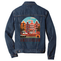 Amsterdam The Netherlands Travel Poster Amsterdam Traveling Tank Top Men Denim Jacket | Artistshot