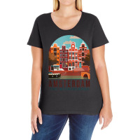 Amsterdam The Netherlands Travel Poster Amsterdam Traveling Tank Top Ladies Curvy T-shirt | Artistshot