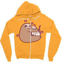 Sloth Loves Cat 1 Zipper Hoodie | Artistshot