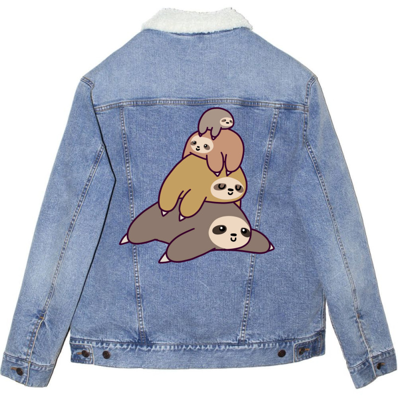 Sloth Stack 1 Unisex Sherpa-Lined Denim Jacket by zogoehawan | Artistshot