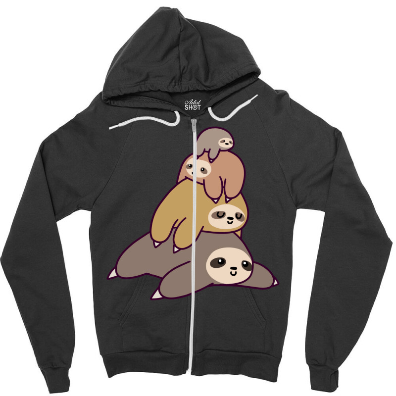 Sloth Stack 1 Zipper Hoodie by zogoehawan | Artistshot