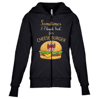 Womens Cheeseburger French Fry & Hamburger Lovers Food Thankful Vneck Youth Zipper Hoodie | Artistshot