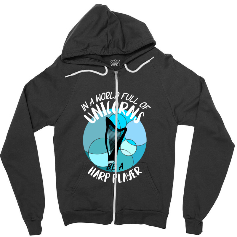 Harp Gift Musical Instrument Musician Plucking 4 Zipper Hoodie by LeslieDawnMoore | Artistshot