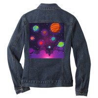 Planet Space Solar System Art Ladies Denim Jacket | Artistshot