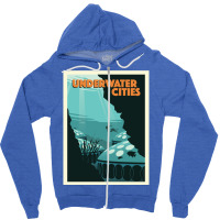 Underwater Cities Board Game  Minimalist Travel Poster Style   Gaming Zipper Hoodie | Artistshot