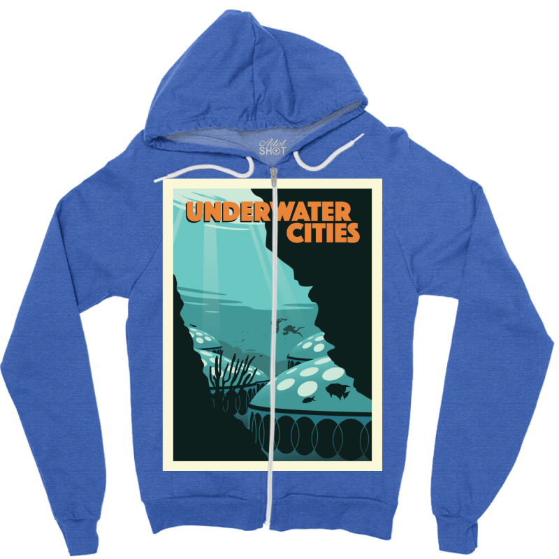 Underwater Cities Board Game  Minimalist Travel Poster Style   Gaming Zipper Hoodie by zuozuonauhelo | Artistshot