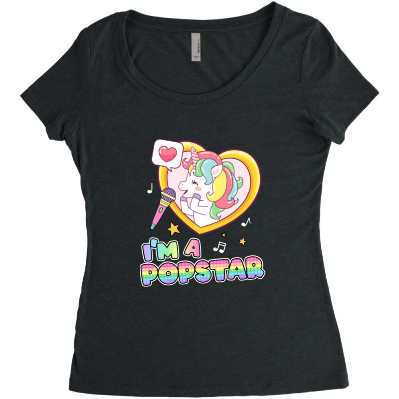 I'm A Popstar Happy Singing Unicorn Popstar Women's Triblend Scoop T-shirt by RickEWatson | Artistshot