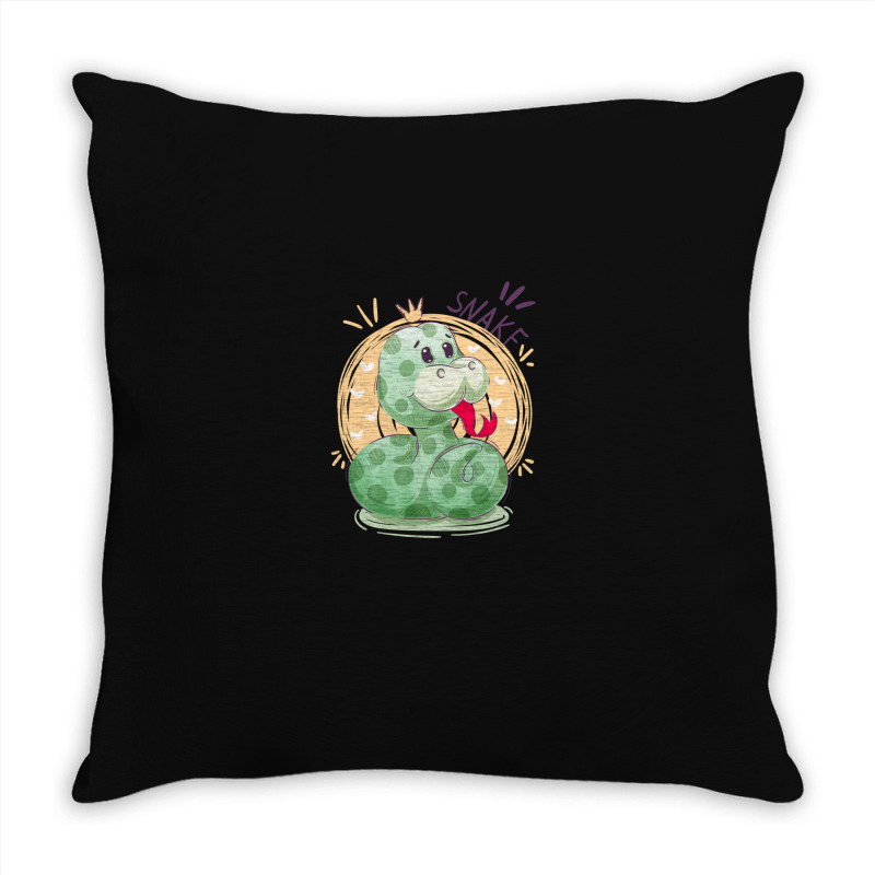 Cute Snake King With Flying Hearts Cartoon Throw Pillow | Artistshot