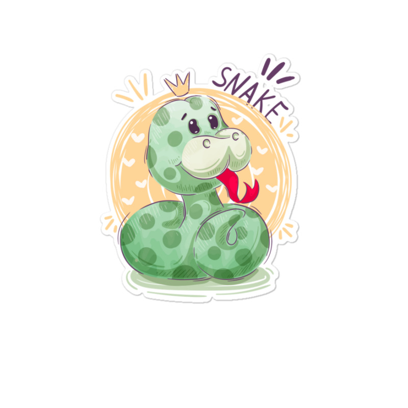 Cute Snake King With Flying Hearts Cartoon Sticker | Artistshot