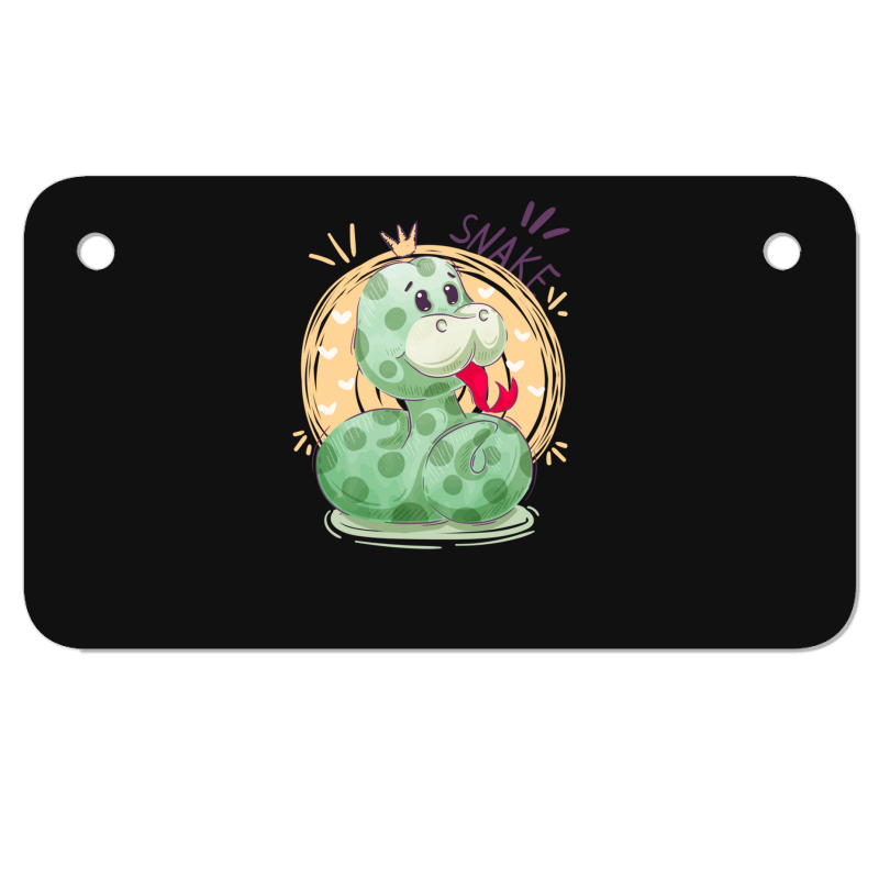 Cute Snake King With Flying Hearts Cartoon Motorcycle License Plate | Artistshot