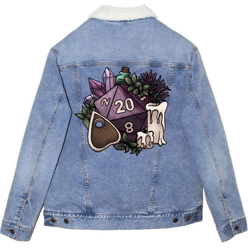 Witchy D20 Tabletop Rpg Gaming Dice Unisex Sherpa-Lined Denim Jacket by zuozuonauhelo | Artistshot