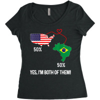 Half Brazilian Half American Flag Combined Map Brasileiro T Shirt Women's Triblend Scoop T-shirt | Artistshot