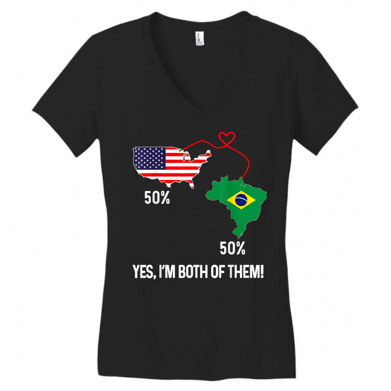 Half Brazilian Half American Flag Combined Map Brasileiro T Shirt Women's V-Neck T-Shirt by berkenby | Artistshot