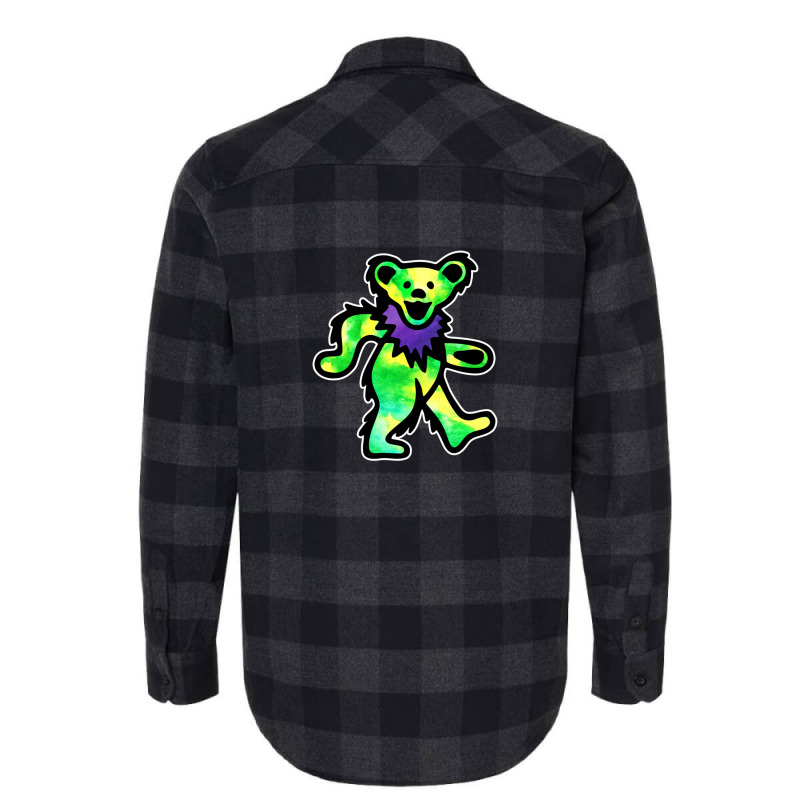 Green Grateful Dancing Hippie Classic Rock Dead Bear Flannel Shirt | Artistshot