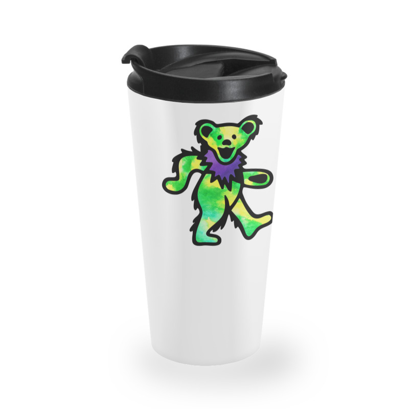 Green Grateful Dancing Hippie Classic Rock Dead Bear Travel Mug | Artistshot