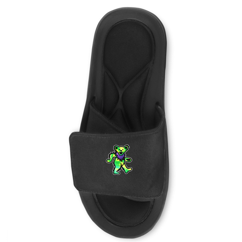 Green Grateful Dancing Hippie Classic Rock Dead Bear Slide Sandal | Artistshot