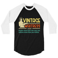 Vintage Waitress Waiter Restaurant Server Food Serving 3/4 Sleeve Shirt | Artistshot