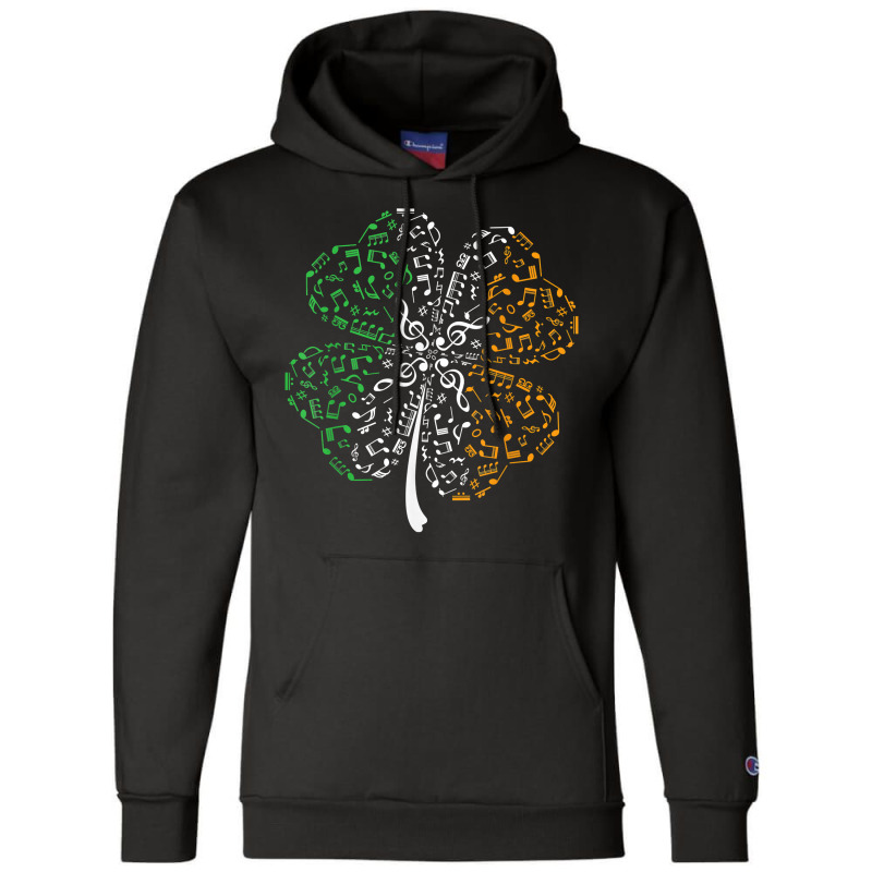 Music Note Shamrock  Music Lover St Patrick's Day Irish Flag T Shirt Champion Hoodie by ardylanda | Artistshot