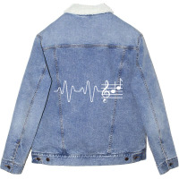 Music Staff Heartbeat Gift Music Notes Face Musician Classic Unisex Sherpa-lined Denim Jacket | Artistshot