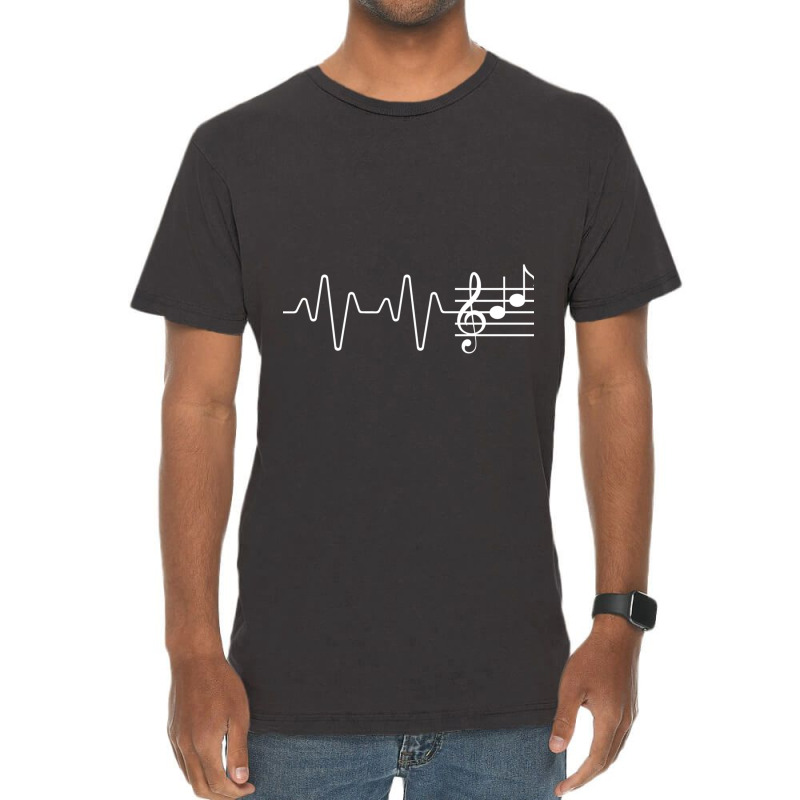 Music Staff Heartbeat Gift Music Notes Face Musician Classic Vintage T-Shirt by CrystalLSchwartz | Artistshot