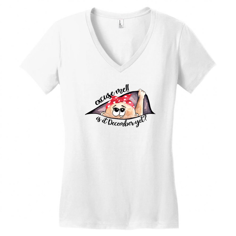 December Peeking Out Baby Girl For Light Women's V-Neck T-Shirt by autlu2024 | Artistshot