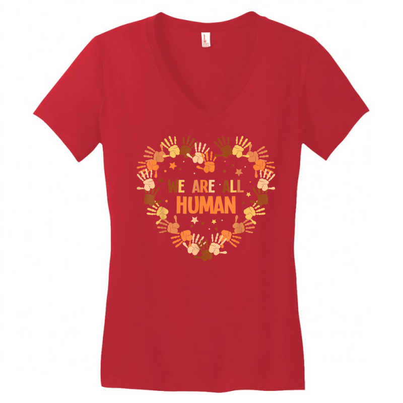 Diversity Melanin Skin Tone Hand Heart We Are All Human T Shirt Women's V-neck T-shirt | Artistshot