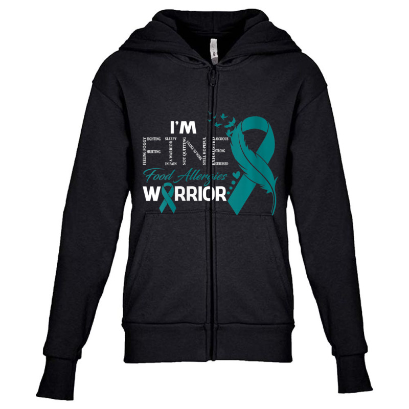 Womens Food Allergies Warrior I'm Fine Feather V-neck Youth Zipper Hoodie | Artistshot