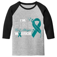 Womens Food Allergies Warrior I'm Fine Feather V-neck Youth 3/4 Sleeve | Artistshot