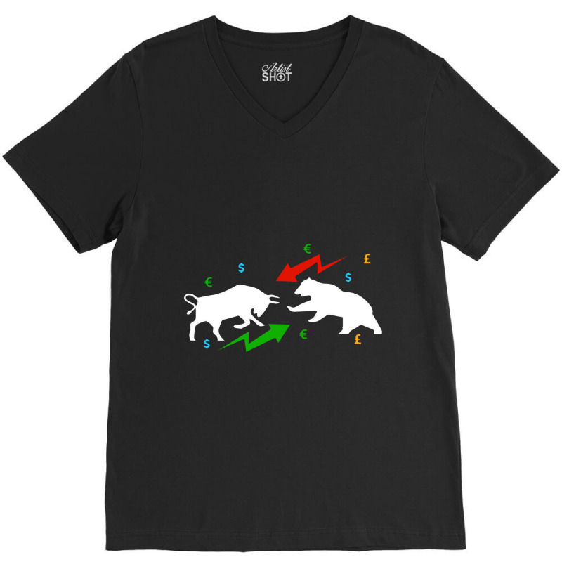 Bull Vs. Bear Market V-Neck Tee by coklattedy16 | Artistshot