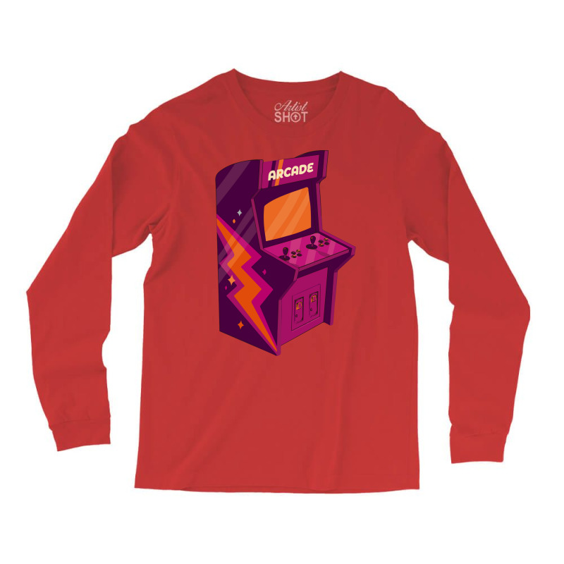 Cool Retro Arcade Machine With Funky 70s Graphics Nostalgia Long Sleeve Shirts | Artistshot