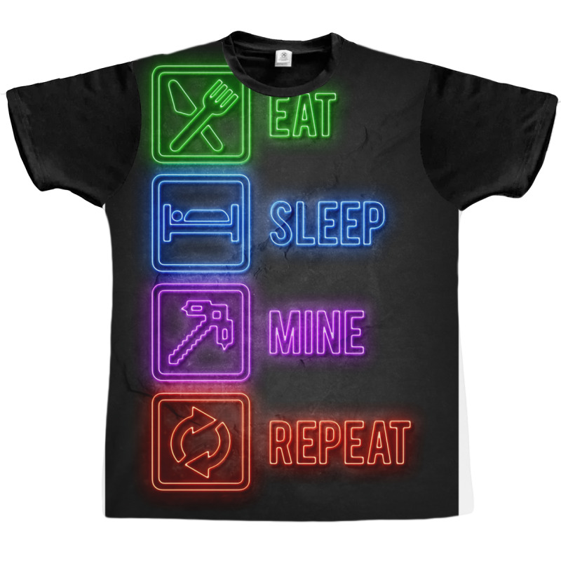 Eat Sleep Mine Repeat Blue Graphic T-shirt by peemotchalwe4 | Artistshot