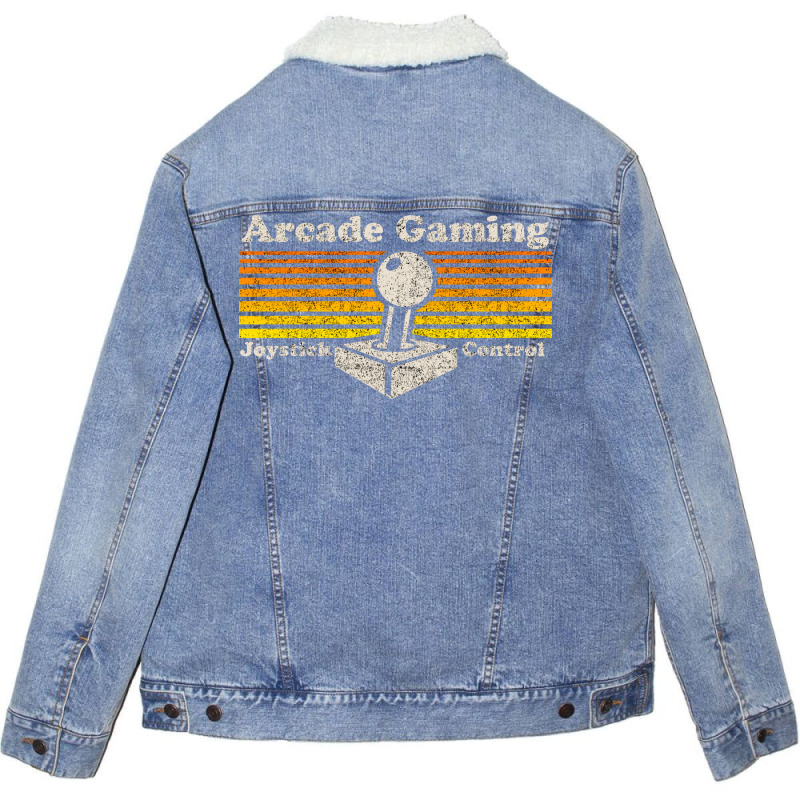 Arcade Joystick Retro Humor Unisex Sherpa-lined Denim Jacket | Artistshot