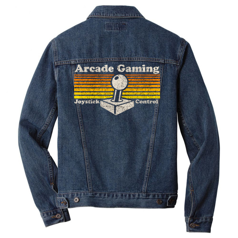 Arcade Joystick Retro Humor Men Denim Jacket | Artistshot