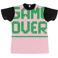 Game Over Green Worn Quote Graphic T-shirt | Artistshot