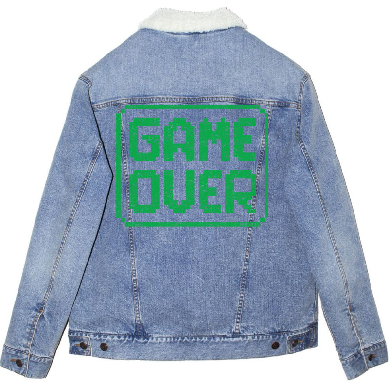 Game Over Green Worn Quote Unisex Sherpa-Lined Denim Jacket by peemotchalwe4 | Artistshot