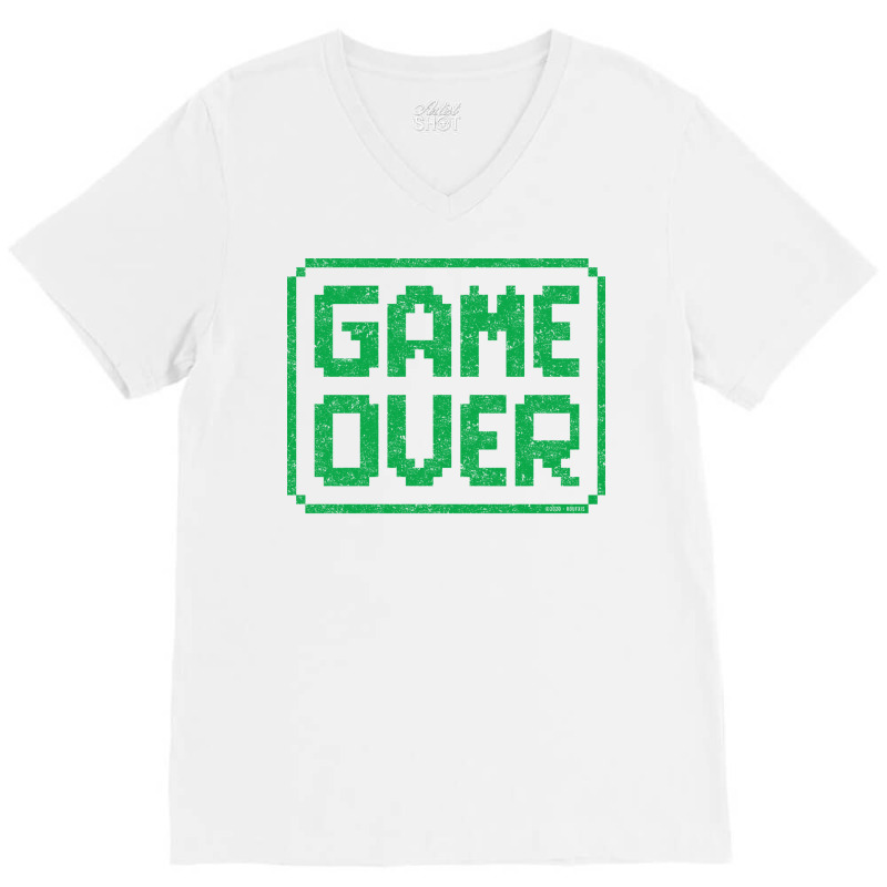 Game Over Green Worn Quote V-Neck Tee by peemotchalwe4 | Artistshot