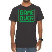 Game Over Green Worn Quote Vintage T-shirt | Artistshot