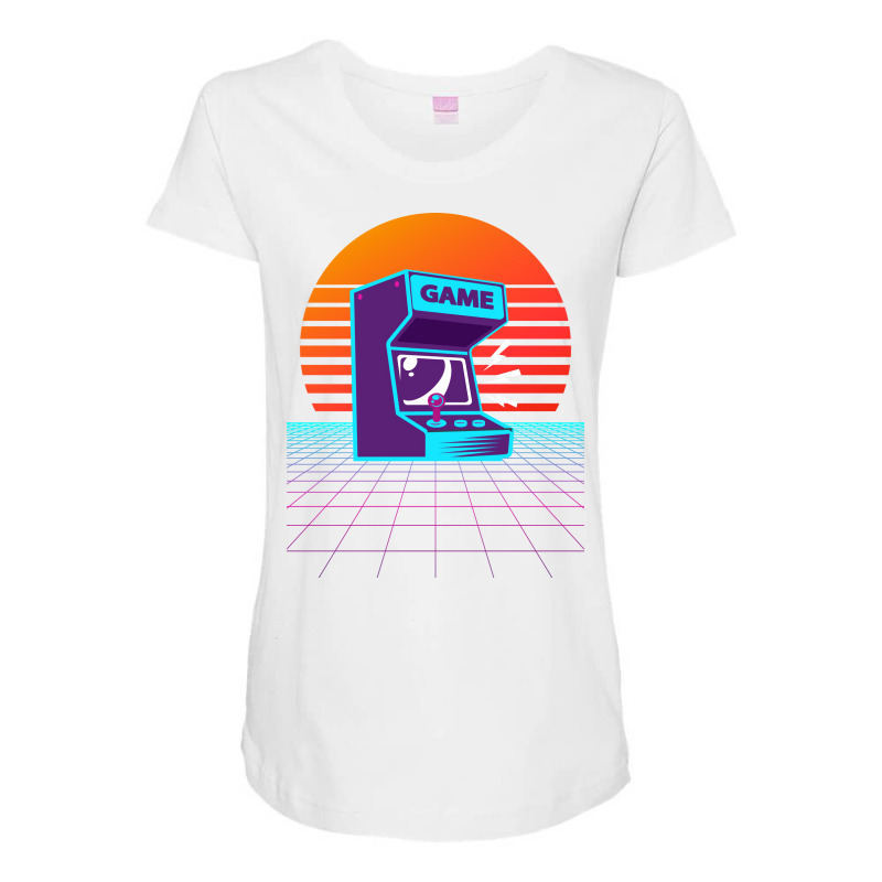 Arcade Machine Retrowave Humor Maternity Scoop Neck T-shirt by eullershexs | Artistshot