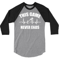 Gamer Quote Heartbeat Syringe This Game Never Ends Vintage Love 3/4 Sleeve Shirt | Artistshot