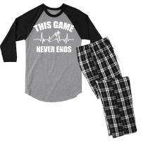 Gamer Quote Heartbeat Syringe This Game Never Ends Vintage Love Men's 3/4 Sleeve Pajama Set | Artistshot