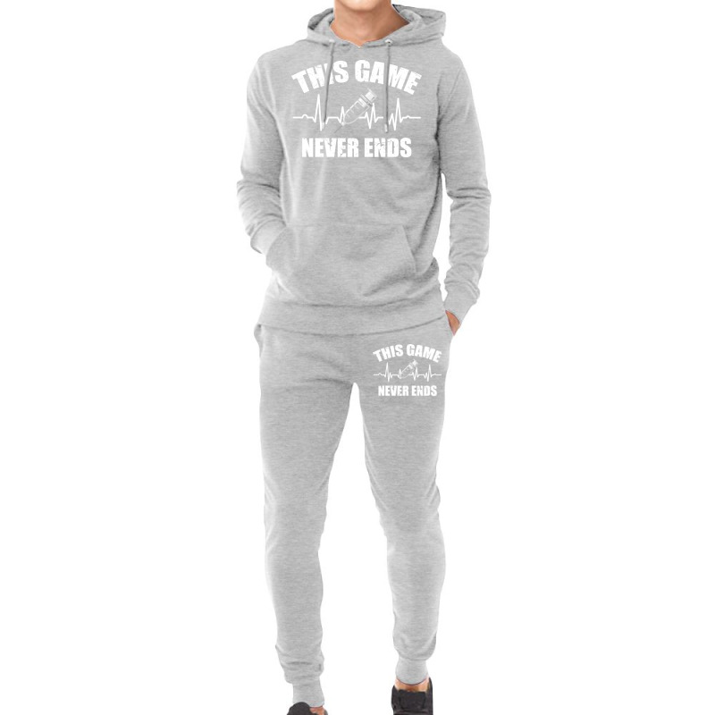 Gamer Quote Heartbeat Syringe This Game Never Ends Vintage Love Hoodie & Jogger Set | Artistshot