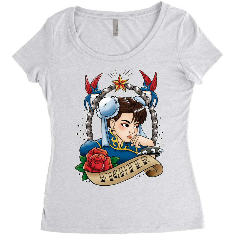 Fighter Girl Tattoo Hippie Women's Triblend Scoop T-shirt by foguelauezov1 | Artistshot