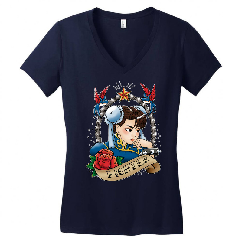 Fighter Girl Tattoo Hippie Women's V-Neck T-Shirt by foguelauezov1 | Artistshot