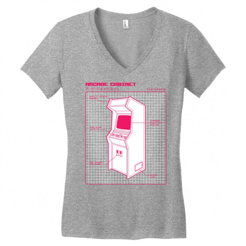 Retro Video Game Arcade Cabinet Diagram Aesthetic Women's V-Neck T-Shirt by asaquegaikad | Artistshot