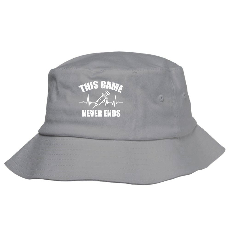 Gamer Quote Heartbeat Syringe This Game Never Ends Vintage Bucket Hat | Artistshot