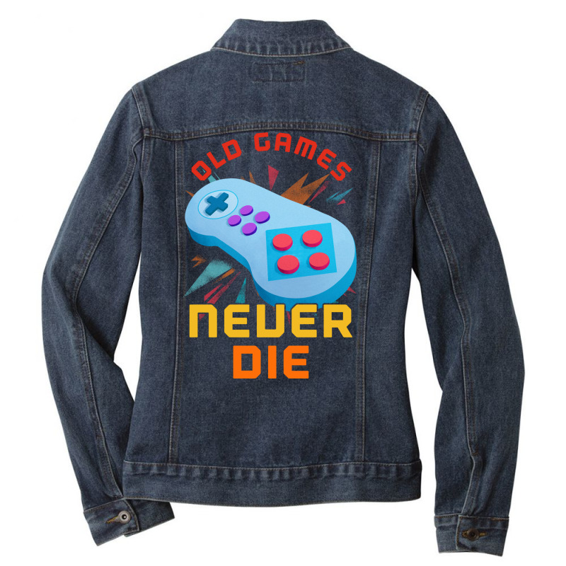 Retro Gamer 8bit Legend New Pad Retro Ladies Denim Jacket by sadakmnie | Artistshot