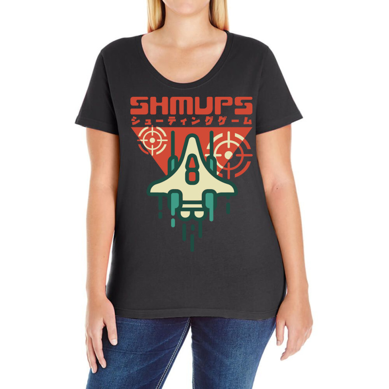 Shmup Shoot Em Up Games Japanese Retro Aesthetic Gamer Ladies Curvy T-Shirt by ninamaiatroui | Artistshot