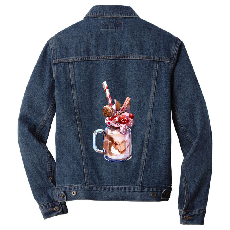 Chocolate Strawberry Milkshake,chocolate Strawberry Overshake Men Denim Jacket by marinah | Artistshot